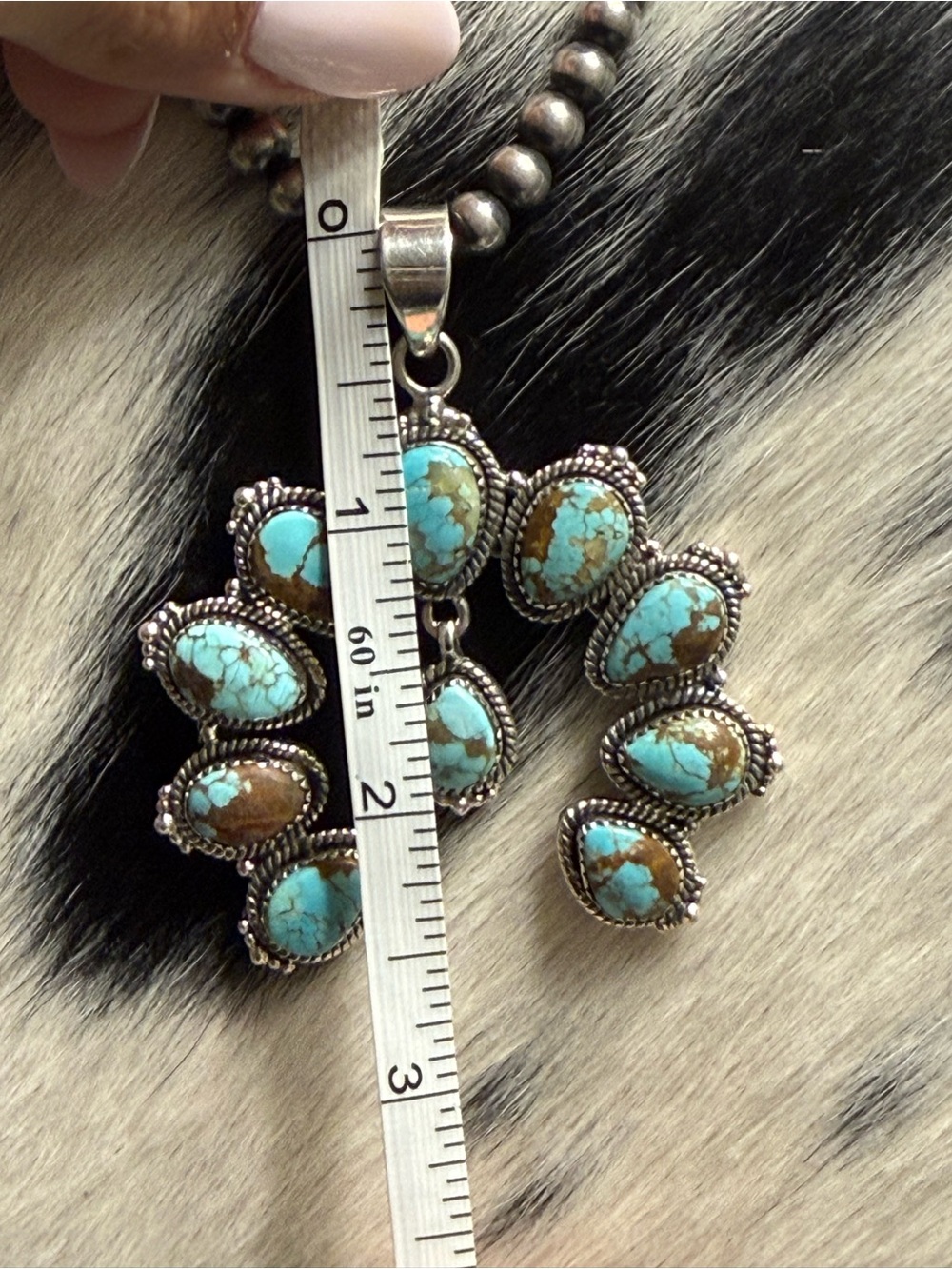 Turquoise Squash Blossom Pendant Necklace Mine 8 (Necklace NOT included) - Picture 5 of 7